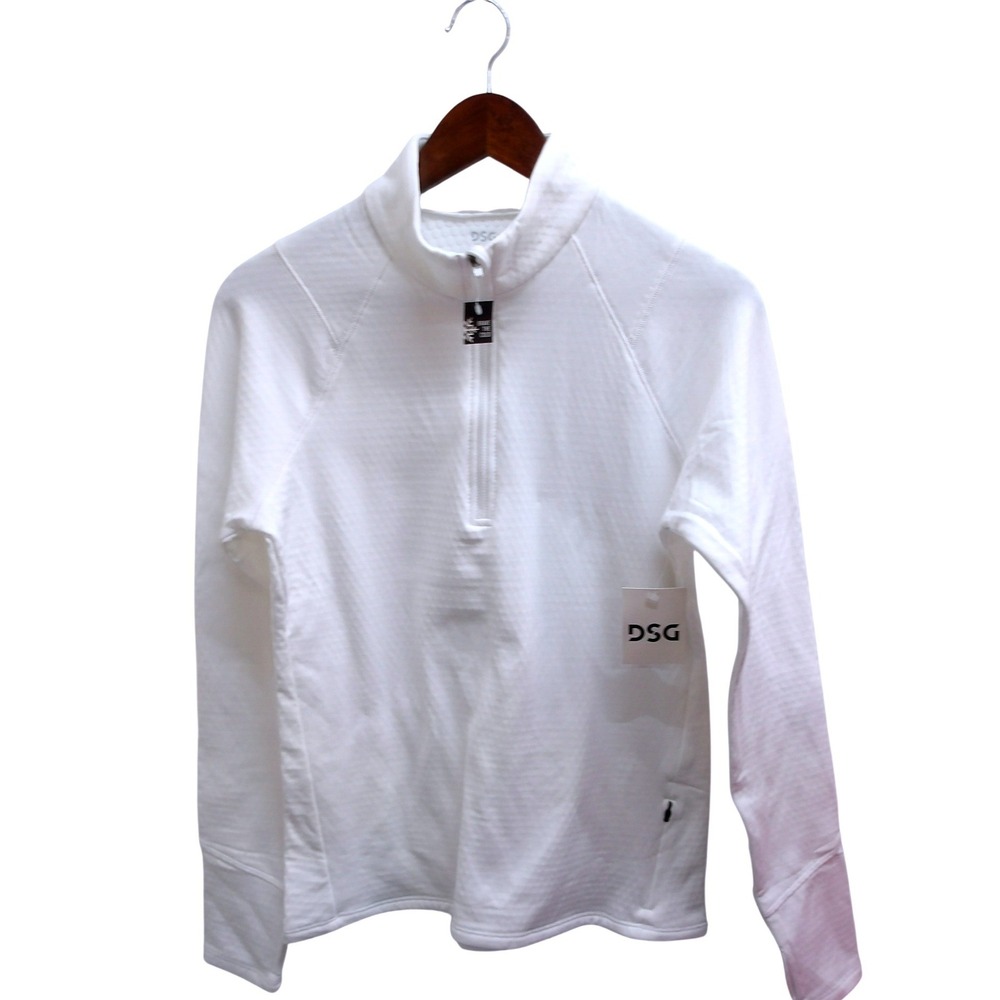 DSG Run Grid 1/4 Zip Women Pure White Fleece Mesh Pullover GAW24202 Size M NEW - Picture 2 of 8
